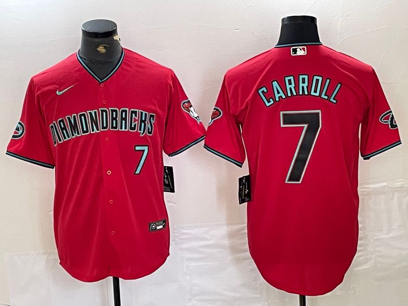 Men Arizona Diamondback #7 Carroll Red Game 2025 Nike MLB Jersey style 1